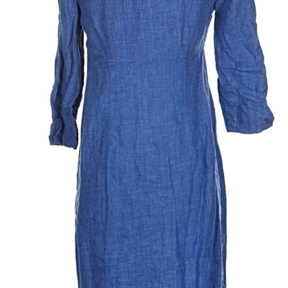 Boden 100% Linen Blue 3/4 Sleeved Dress - Picture 6 of 10